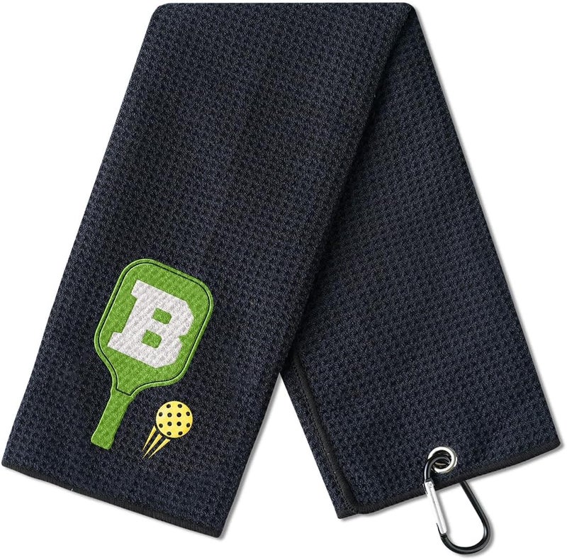 CybGene Embroidered Pickleball Towel, Funny Gift for Pickleball Lovers, 16"x 24" Microfiber Towel, Initial B - Image 1